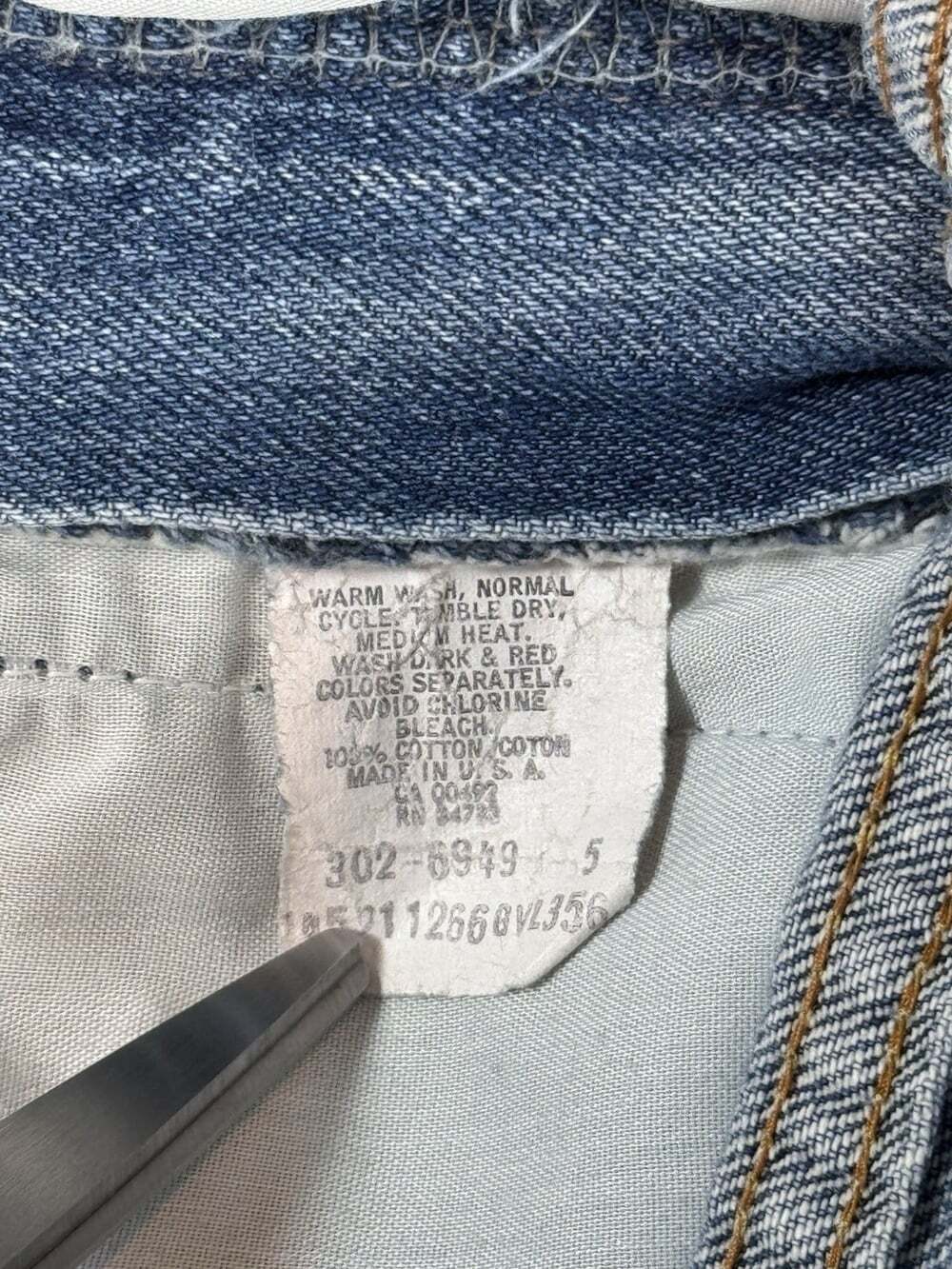 Vintage 80s Lee Talon Zipper Denim Straight Jeans Regular Fit Distressed Size 24 - Picture 3 of 10